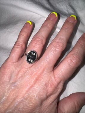 Sterling Oval Smoky Quartz Ring with Silver Band